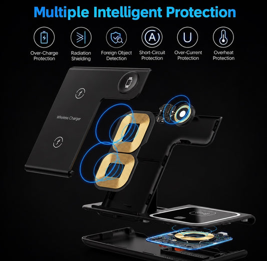 3-in-1 Wireless Charging Station — Foldable Magnetic Fast Charger