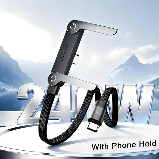240W Fast Charging Cable with Built-In Phone Stand