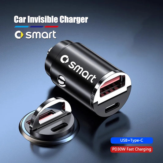 Invisible Mini Car Charger 100W | USB & Type-C