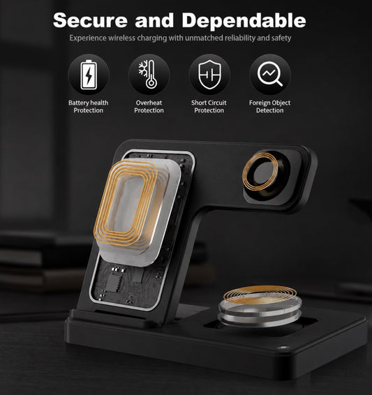 3-in-1 Wireless Charging Station — Foldable Magnetic Fast Charger