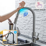 Smart Touch & Sensor Kitchen Faucet | Pull-Out Brushed Nickel