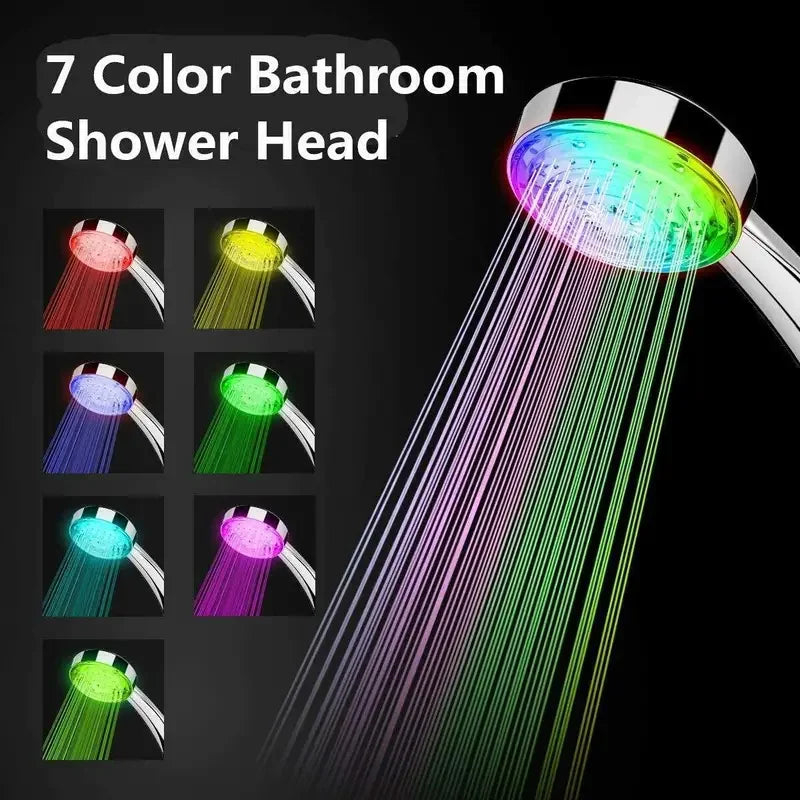 LED Color-Changing Shower Head | Water-Powered