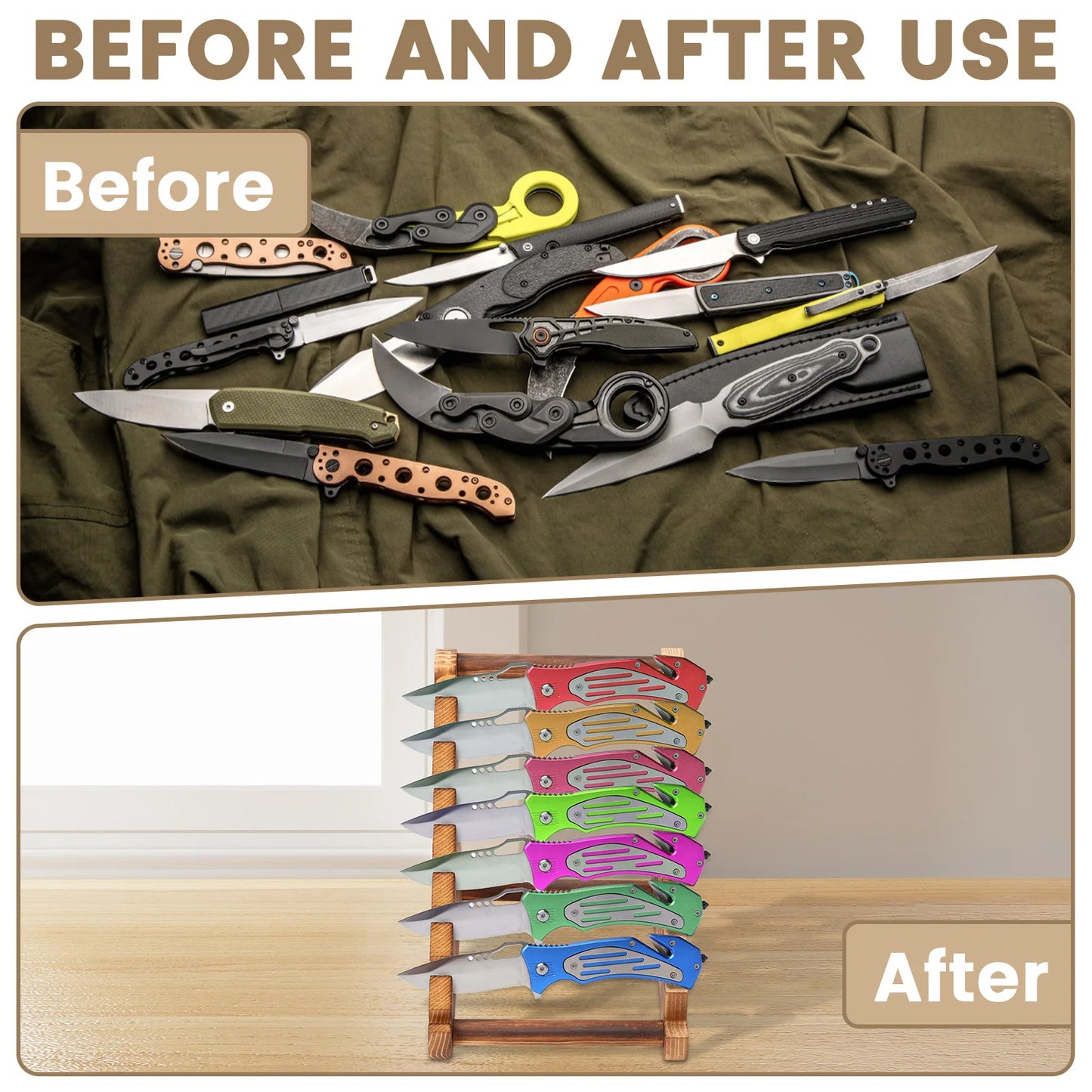 7-Layer Wooden Knife Stand