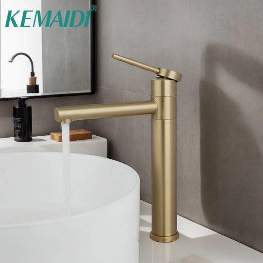 Brushed Gold Bathroom Basin Faucet 360°