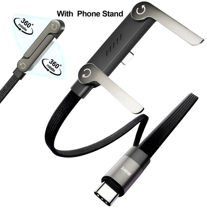 240W Fast Charging Cable with Built-In Phone Stand