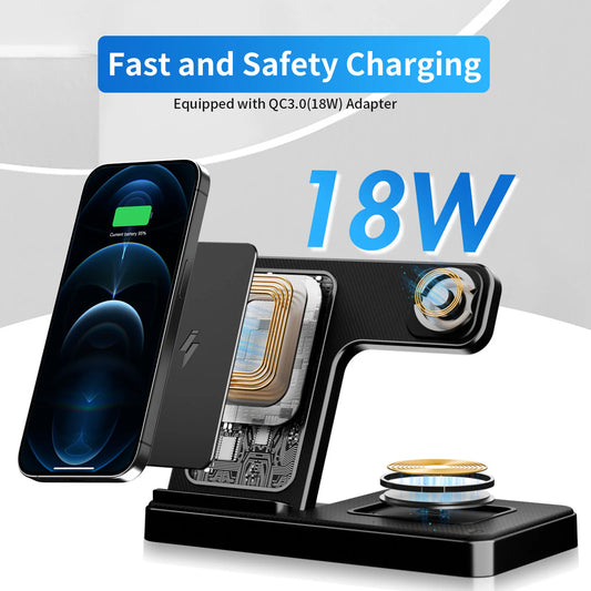 3-in-1 Wireless Charging Station — Foldable Magnetic Fast Charger