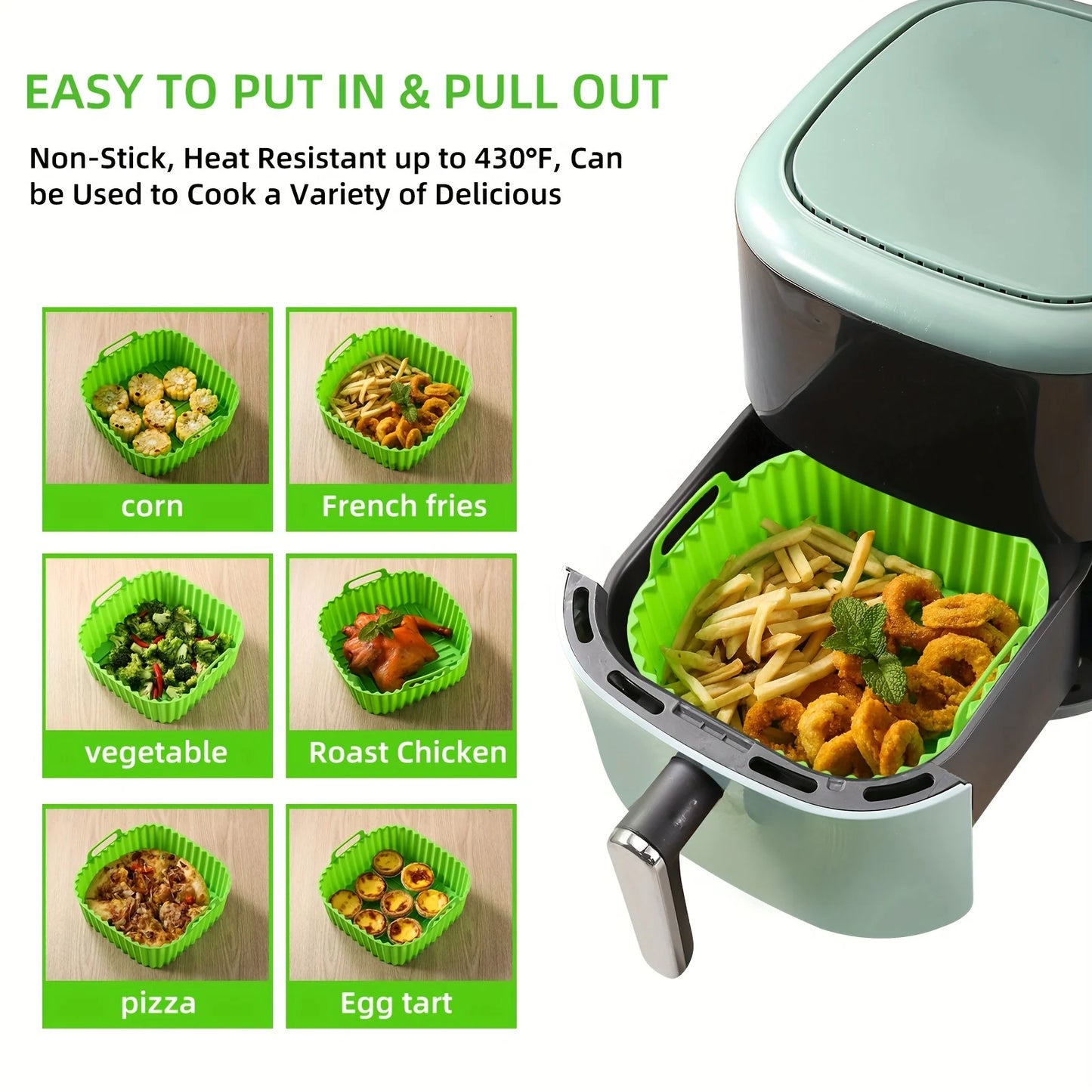 1 square silicone air fryer liner