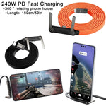 240W Fast Charging Cable with Built-In Phone Stand